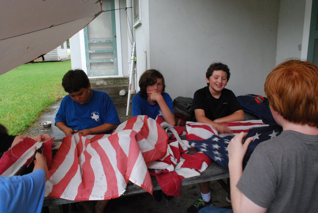 Preparing Flags for Retirement Ceremony