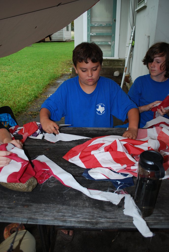 Preparing Flags for Retirement Ceremony